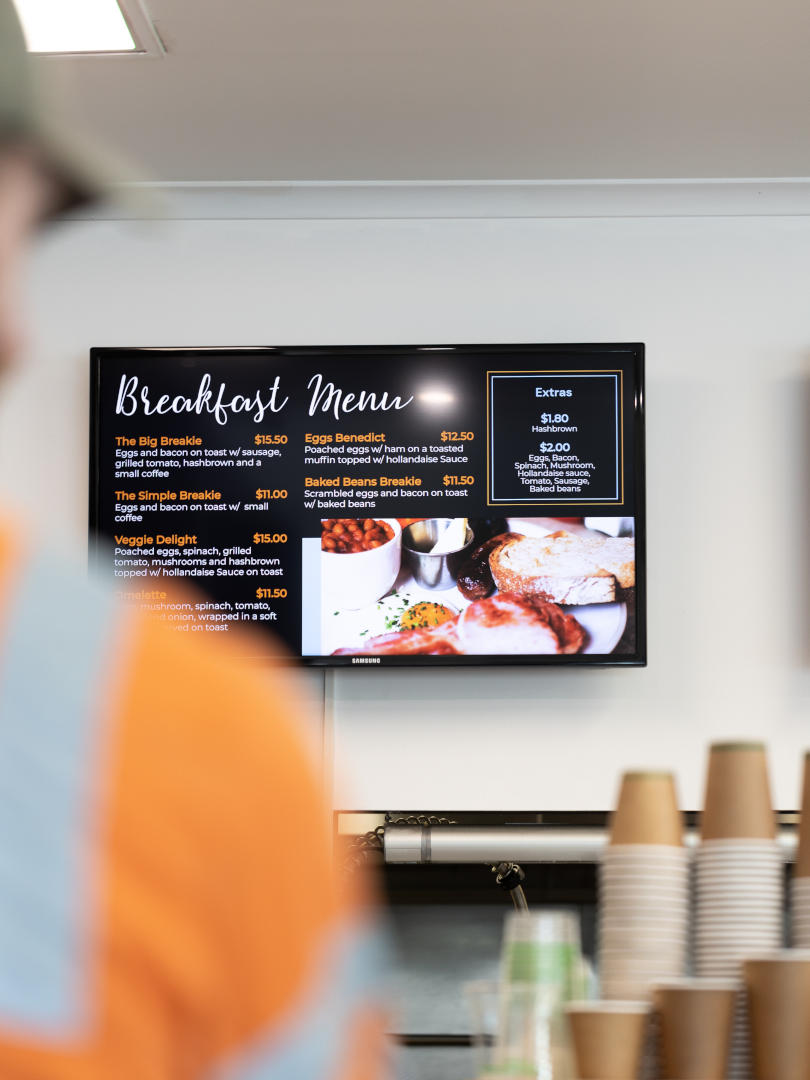 Kimmies' Cafe digital signage