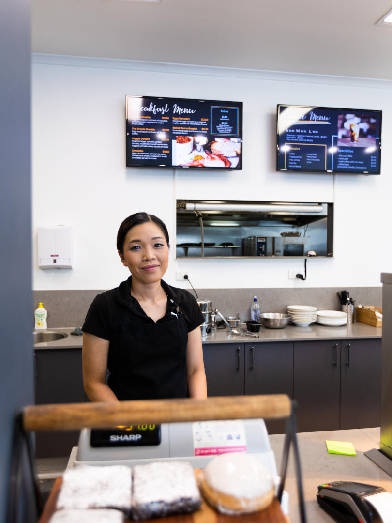 Kimmies' Cafe digital signage