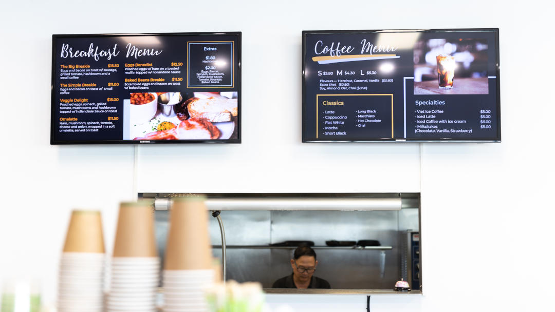 Kimmies' Cafe digital signage