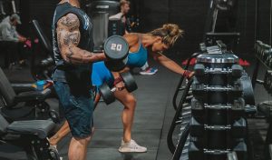 Pumping iron at Club Bunker.